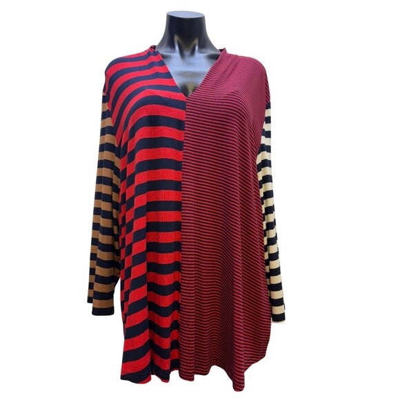 Alembika Womens Striped Multicolor Long Sleeve Tunic Top Size 1/S - Picture 1 of 5